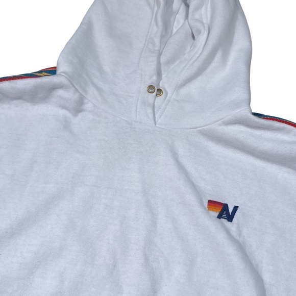 Aviator Nation White Hoodie with Multicolor Stripes - Picture 2 of 10